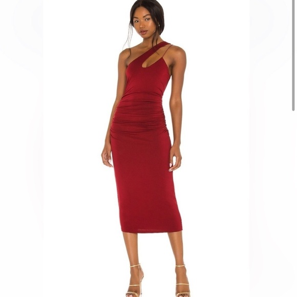 Bailey 44 River Dress Brick Red Midi Bodycon One Shoulder Evening Cocktail Small - Picture 9 of 10